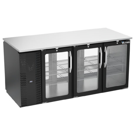 Victory VBB72HC-FG-PT-B - Pass-Thru Back Bar Refrigerator, Food Rated, Three-section