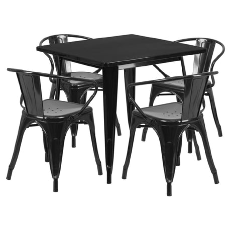 Flash Furniture ET-CT002-4-70-BK-GG Table And Chair Set Includes (1) 31-1/2"W X 31-1/2"D X 29-1/2"H Table