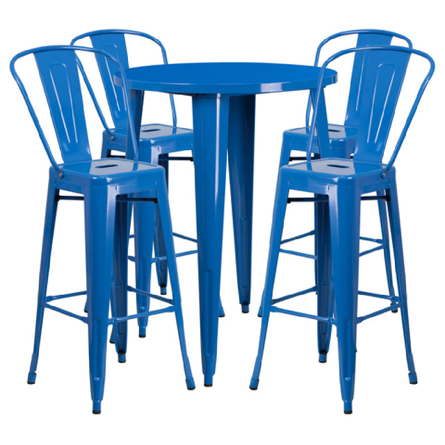 Flash Furniture CH-51090BH-4-30CAFE-BL-GG Table And Bar Stool Set Includes (1) 30" Dia. X 41"H Table