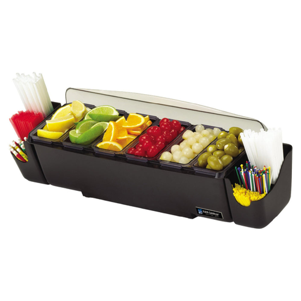 San Jamar BD4006S The Dome® Garnish Center 22"L X 7-1/2"W X 8-1/2"H Holds (6) 1 Pt. Standard Trays