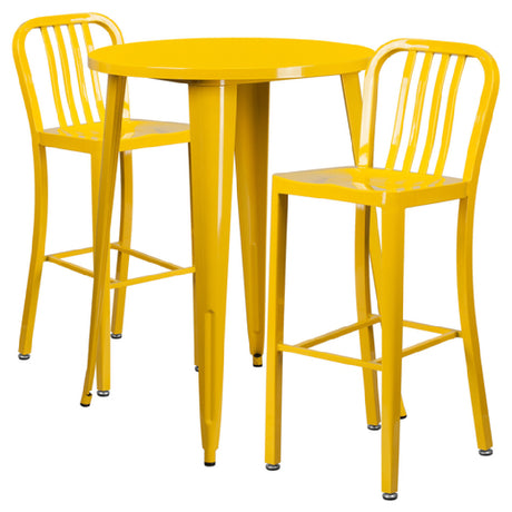 Flash Furniture CH-51090BH-2-30VRT-YL-GG Table And Bar Stool Set Includes (1) 30" Dia. X 41"H Table