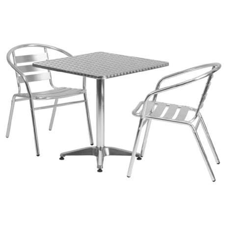 Flash Furniture TLH-ALUM-28SQ-017BCHR2-GG Table & Chair Set Includes (1) 27-1/2"W X 27-1/2"D X 27-1/2"H Table