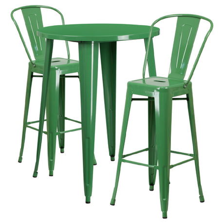 Flash Furniture CH-51090BH-2-30CAFE-GN-GG Table And Bar Stool Set Includes (1) 30" Dia. X 41"H Table