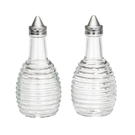 Tablecraft BH3 Beehive Collection™ Oil/Vinegar Dispensers (2) 6 Oz. Clear Glass Jars (dishwasher Safe)