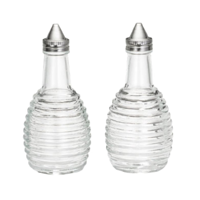 Tablecraft BH3 Beehive Collection™ Oil/Vinegar Dispensers (2) 6 Oz. Clear Glass Jars (dishwasher Safe)