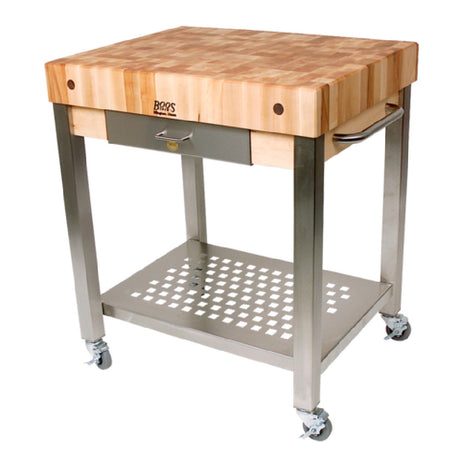 John Boos CUCT14 Cucina Technica Cart 24"W X 24"D X 35"H Overall Size 4" Thick End Grain Top