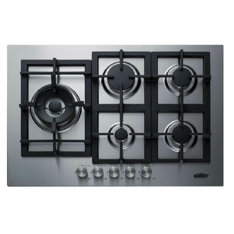 Summit GCJ5SS Gas Cooktop 29-1/2" W (5) Sealed Burners: (2) 6000 BTU