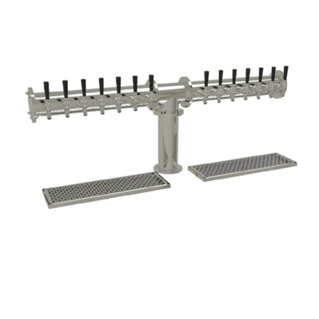 Glastender PT-14-MF Pipe Tee Draft Dispensing Tower Countertop (14) Stainless Steel Faucets (handles Not Included)