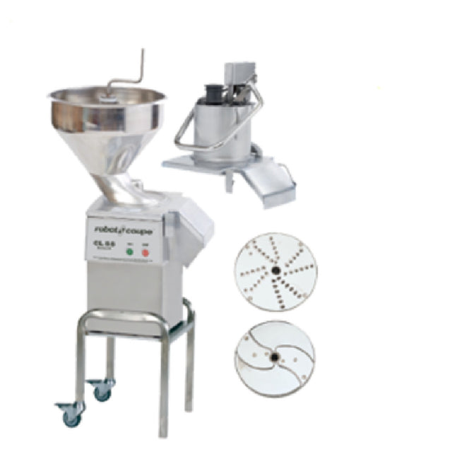 Robot Coupe CL55E2HEAD NODISC E-Series Commercial Food Processor Includes: Vegetable Prep Attachment With Automatic Feedhead & Pusher Feedhead (6-7/8" Dia.)