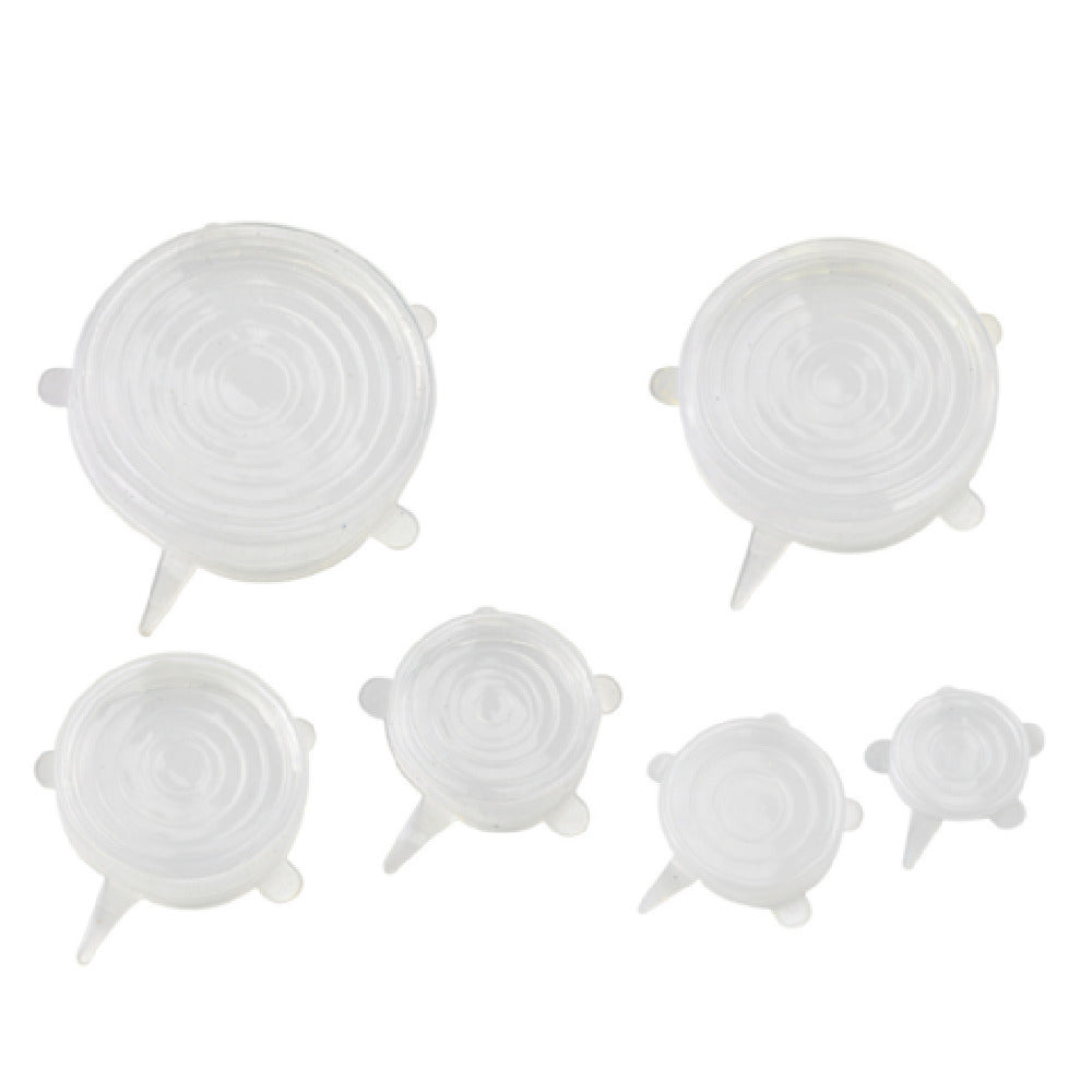PacknWood 294SILISET6 - Silicone Lid Set, 2.5"/3.5"/4.3"/5.5"/6.2"/7.7"dia, Reusable