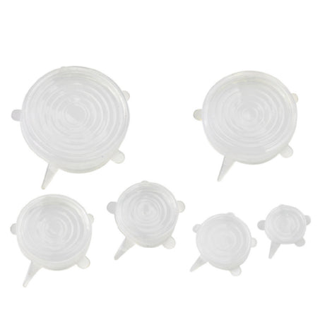PacknWood 294SILISET6 - Silicone Lid Set, 2.5"/3.5"/4.3"/5.5"/6.2"/7.7"dia, Reusable