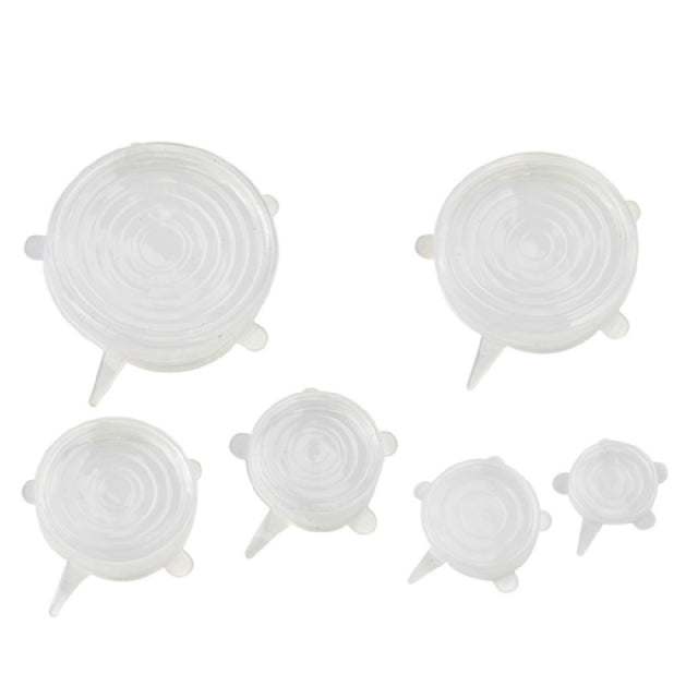 PacknWood 294SILISET6 - Silicone Lid Set, 2.5"/3.5"/4.3"/5.5"/6.2"/7.7"dia, Reusable