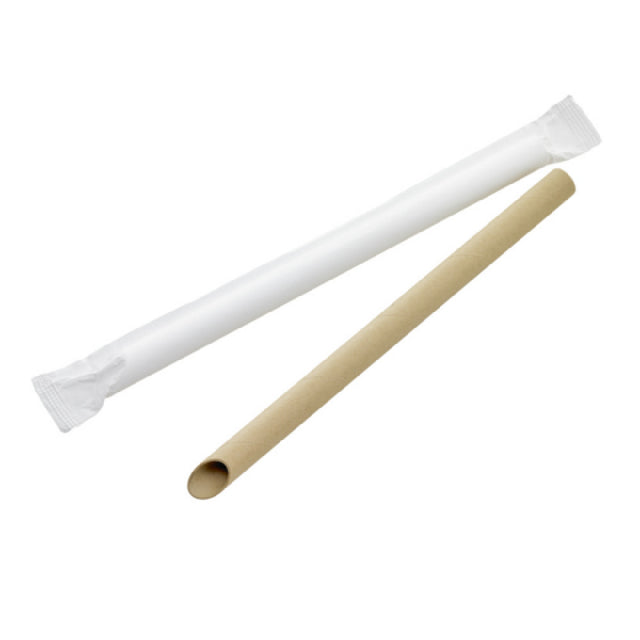 PacknWood 210CHS212EK - Kraft Beveled Straw For Bubble Tea, 0.5"L X 7.9"H, Individually Wrapped