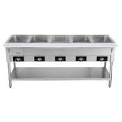 Serv-Ware EST5-2 - Serv-Ware - Electric Cooking - 5 Open Well Electric Steam Table - Dimensions: 72.3" W X 29.5" D X 33.5" H - Temperature Range: 120°F - 200°F - Amps: 16 - Voltage: 220-240 - Hz: 60 - Phase: 1 - Materials: Stainless Steel Construction - Warranty: 1 Year - Parts