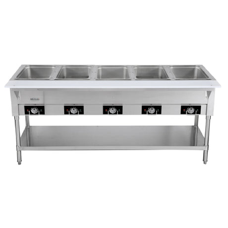 Serv-Ware EST5-2 - Serv-Ware - Electric Cooking - 5 Open Well Electric Steam Table - Dimensions: 72.3" W X 29.5" D X 33.5" H - Temperature Range: 120°F - 200°F - Amps: 16 - Voltage: 220-240 - Hz: 60 - Phase: 1 - Materials: Stainless Steel Construction - Warranty: 1 Year - Parts