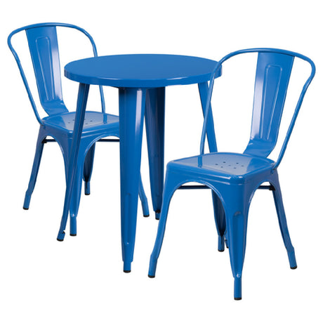 Flash Furniture CH-51080TH-2-18CAFE-BL-GG Table And Chair Set Includes (1) 24" Dia. X 29"H Table