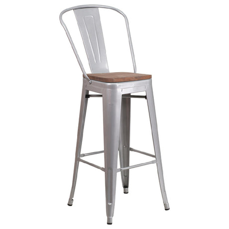 Flash Furniture CH-31320-30GB-SIL-WD-GG Bar Stool 500 Lb. Weight Capacity Bistro Style