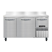 Continental Refrigerator RA60NBS Refrigerated Base Worktop Unit 60"W 300 Series Stainless Steel Work Top With 6"H Backsplash