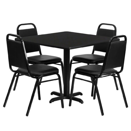 Flash Furniture HDBF1009-GG Table And Banquet Chair Set Includes (1) 36"W X 36"D X 30"H Table