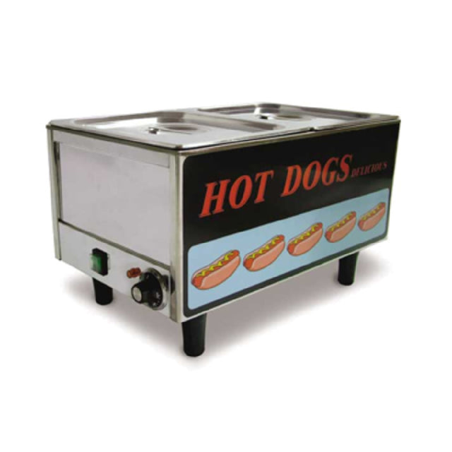 Omcan 17133 (FW-TW-3050) Hot Dog Steamer Table Top Side By Side Hot Dog Steamer/bun Warmer