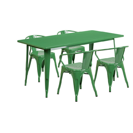 Flash Furniture ET-CT005-4-70-GN-GG Table And Chair Set Includes (1) 63"W X 31-1/2"D X 29-1/2"H Table