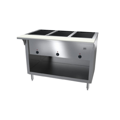NBR Equipment HT-3W-120B Hot Food Table Enclosed Open Storage Base Electric (3) 12" X 20" Open Wells(water Pan Sold Separately)