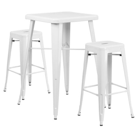 Flash Furniture CH-31330B-2-30SQ-WH-GG Table And Bar Stool Set Includes (1) 27-3/4"W X 27-3/4"D X 40"H Table