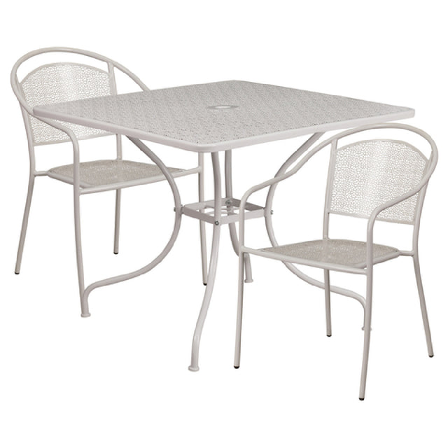 Flash Furniture CO-35SQ-03CHR2-SIL-GG Patio Table Set Includes (1) Table: 35-1/2"W X 35-1/2"D X 28-3/4"H