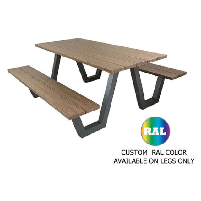 Emuamericas Llc A1820RAL Sid Picnic Table 70" X 72" X 30"H Overall 32" X 72" Rectangular Top