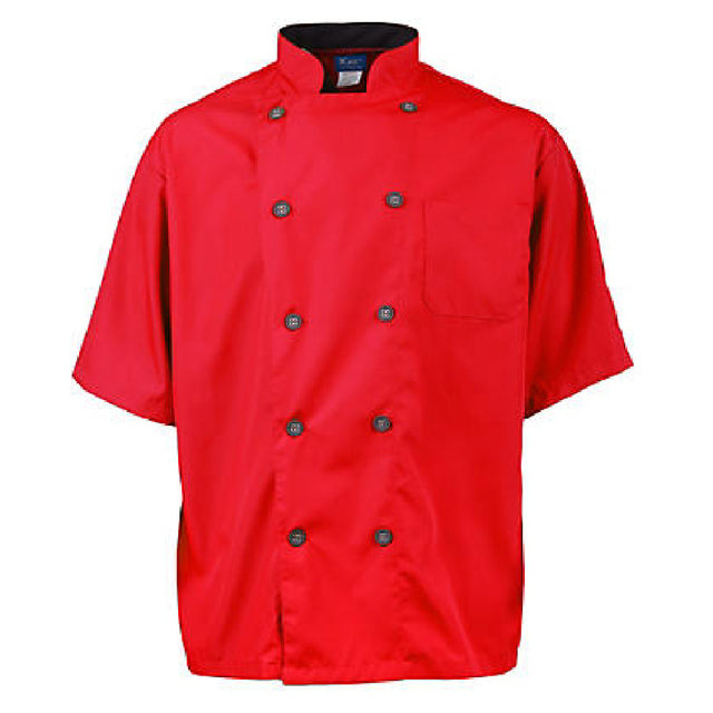 KNG 2124RDSLL Kng Active Chef Coat Lg Mens Red/slate Ss