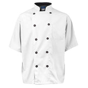 KNG 2124WHBKS Kng Active Chef Coat Sm Mens White/black Ss