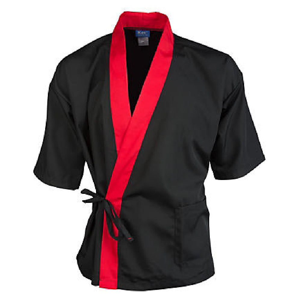 KNG 2129BKRDS Kng Sm Sushi Chef Coat Black/red 3/4 Sleeve