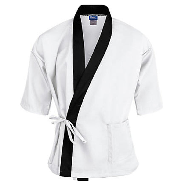 KNG 2129WHBKS Kng Sm Sushi Chef Coat White/black 3/4 Sleeve