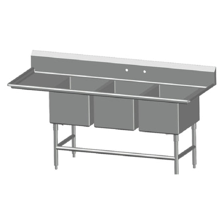 SPG 3SL2430-LD24 - Universal Stainless Sink, Three Compartment, 24" Left-hand Drainboard