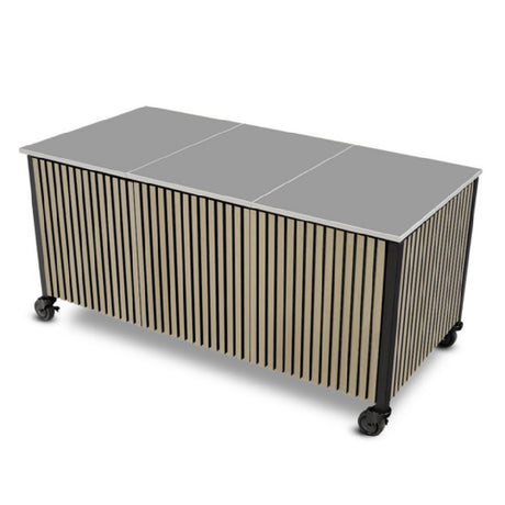 Forbes Industries 5071C - Trio Action Station Single Table, HPL Slat Panels, (3) Blank Appliance Tiles