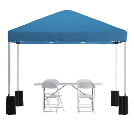 Flash Furniture JJ-GZ10PKG183Z-4LEL3-BLWH-GG Otis Pop-up Canopy Tend And Folding Table With Chairs Set