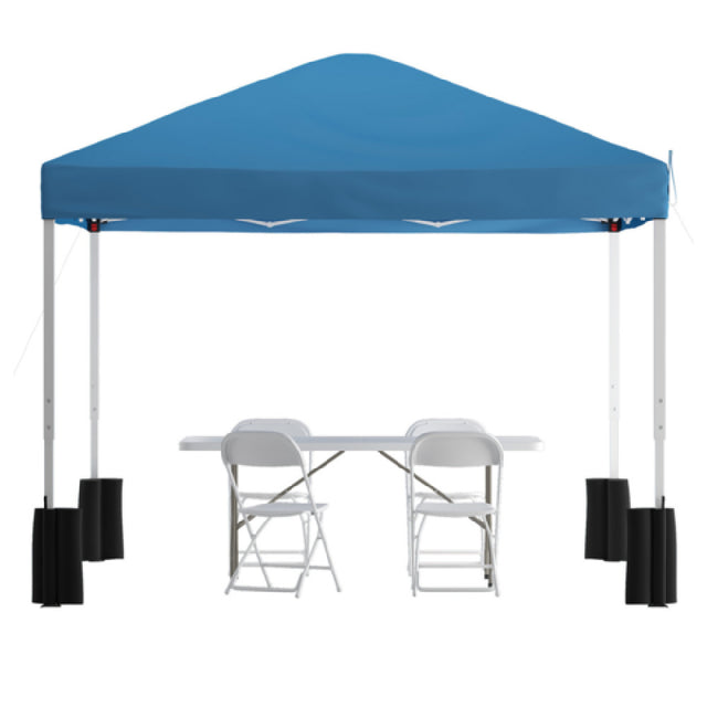 Flash Furniture JJ-GZ10PKG183Z-4LEL3-BLWH-GG Otis Pop-up Canopy Tend And Folding Table With Chairs Set