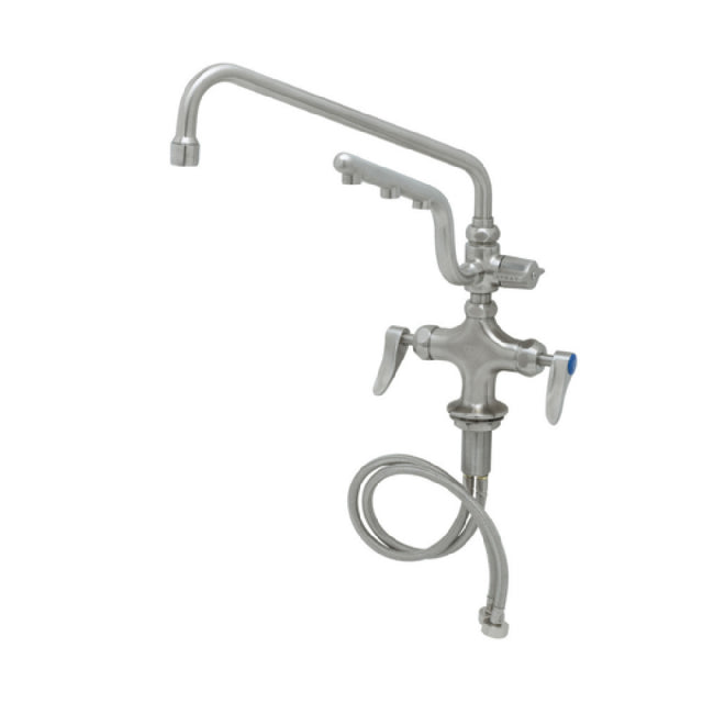 T&S Brass S-0201-U12-CR UltraRinse Stainless Steel Single Hole Deck Mount Mixing Faucet