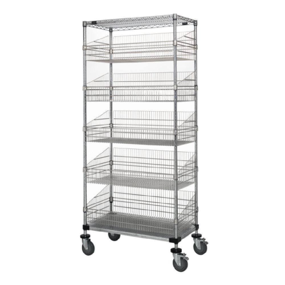 Quantum WRC74-1848CSG-5BSK Post Basket Cart 48"W X 18"D X 80"H 1200 Lbs. Load Capacity