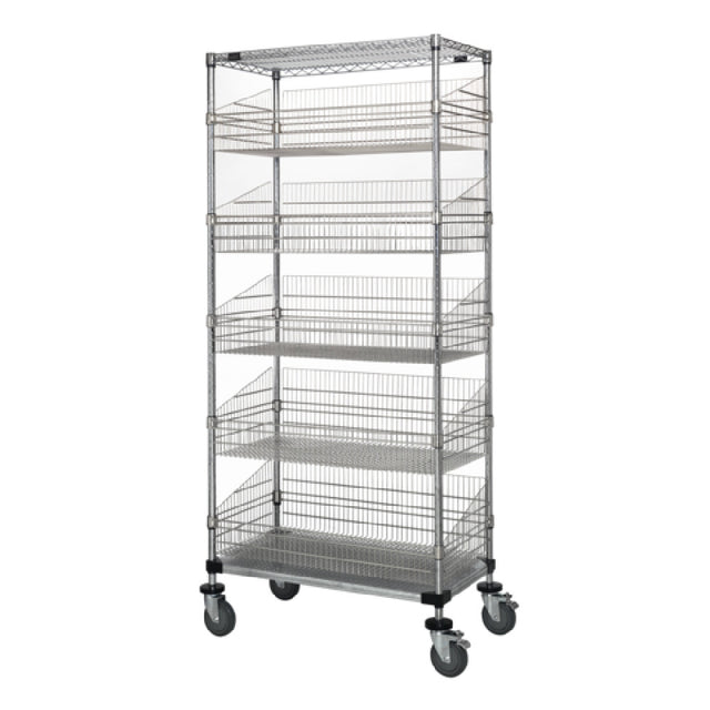 Quantum WRC74-1824CSG-5BSK Post Basket Cart 24"W X 18"D X 80"H 1200 Lbs. Load Capacity