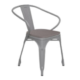 Flash Furniture CH-31270-SIL-PL1G-GG Luna Armchair 500 Lb. Weight Capacity Curved Back With Vertical Slat