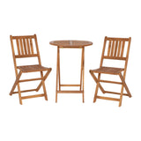 Flash Furniture THB-S4460-NAT-GG Martindale 3 Piece Folding Patio Bistro Set Indoor/Outdoor Acacia Round Wood Table And 2 Chair Set With Slatted Design