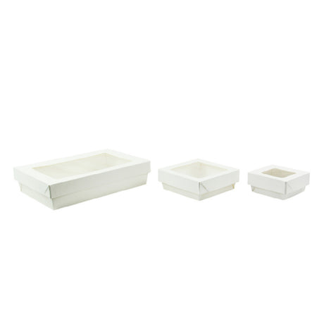 PacknWood KARECWH2 - VIP Set, Includes: (1) Rectangular White Kray Boxes With PET Window Lid - 50oz 8.8 X 6.1 X 2in - 200 Pcs (210KARECWH2215)