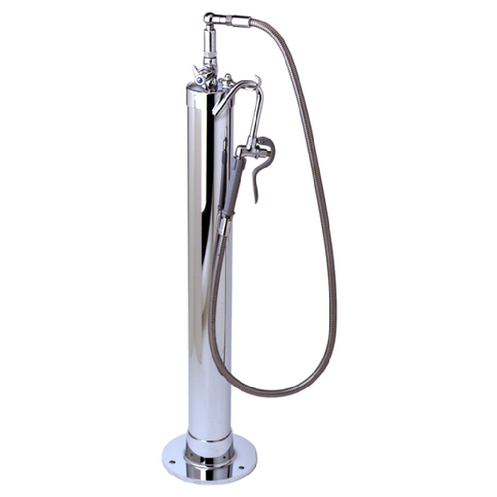 T&S Brass B-0195 Kettle Filler Stanchion 4" Dia. With Floor Mounting Flange