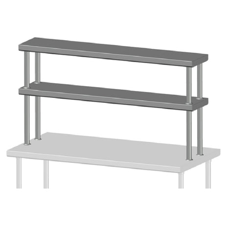 SPG TSD-18-12 - Universal Stainless Double Overshelf, 12" Wide, Stainless Steel (priced Per Linear Foot)
