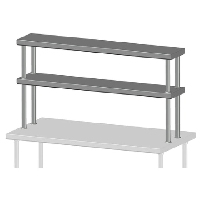 SPG TSD-18-14 - Universal Stainless Double Overshelf, 14" Wide, Stainless Steel (priced Per Linear Foot)