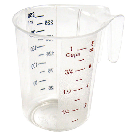 Winco PMCP-25 Measuring Cup 1 Cup Raised External Markings In Ounces (red Letters) And Milliliters (blue Letters)