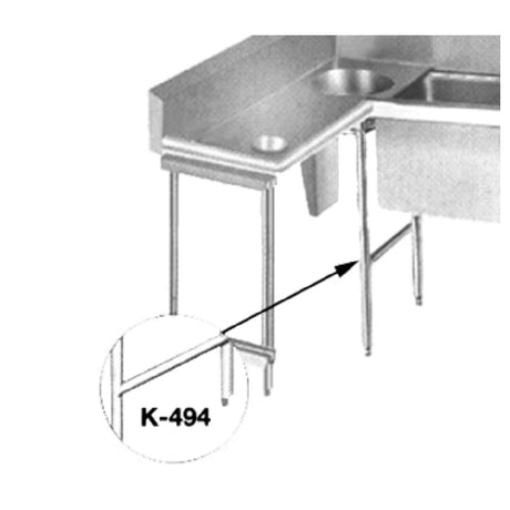 Advance Tabco DTA-81 Leg Assembly Stainless Steel With Welded Cross Brace & Stainless Steel Feet