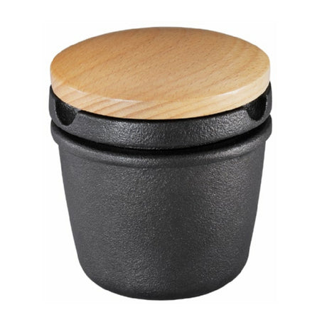 JB Prince RB298 Cast Iron Spice Grater 3.5"H X 2.8" Dia Comes With 3 Pieces (outer Cup Inner Grinder Beech Wood Lid)