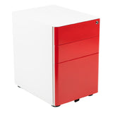 Flash Furniture HZ-CHPL-02-RED-WH-GG Mobile Drawer Cabinet 15-1/2"W X 21"D X 22-3/4"H